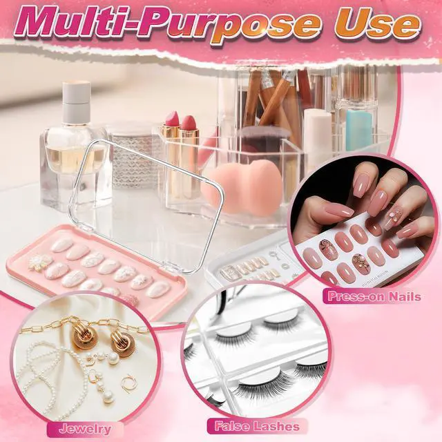 Alt view image 6 of 6 - 24 Pcs Press on Nail Boxes with 90 Pcs Adhesive Double Sided Tape Acrylic Press on Nail Packaging Cases in 4 Colors Transparent Storage Case Organizer for Display Art Supplies 5.1" x 2.95"