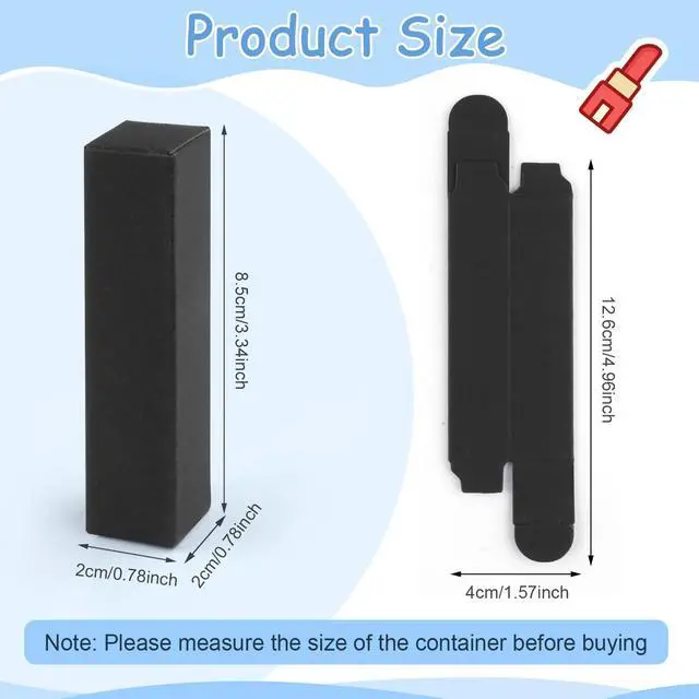 Alt view image 2 of 6 - 100 Pack 0.78 * 0.78 * 3.34 inch Kraft Paper Lipstick Box Rectangle Lip Balm Kraft Boxes Essence Oil Bottle Packaging Organzier for Makeup Sample Tube Storage DIY Gifts - Black