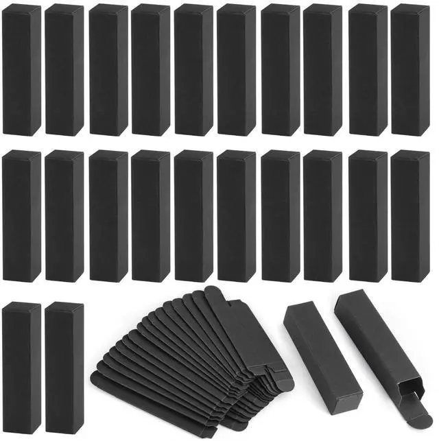 Main image of 100 Pack 0.78 * 0.78 * 3.34 inch Kraft Paper Lipstick Box Rectangle Lip Balm Kraft Boxes Essence Oil Bottle Packaging Organzier for Makeup Sample Tube Storage DIY Gifts - Black