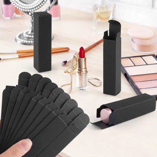 Alt view image 4 of 6 - 100 Pack 0.78 * 0.78 * 3.34 inch Kraft Paper Lipstick Box Rectangle Lip Balm Kraft Boxes Essence Oil Bottle Packaging Organzier for Makeup Sample Tube Storage DIY Gifts - Black