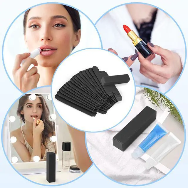 Alt view image 5 of 6 - 100 Pack 0.78 * 0.78 * 3.34 inch Kraft Paper Lipstick Box Rectangle Lip Balm Kraft Boxes Essence Oil Bottle Packaging Organzier for Makeup Sample Tube Storage DIY Gifts - Black
