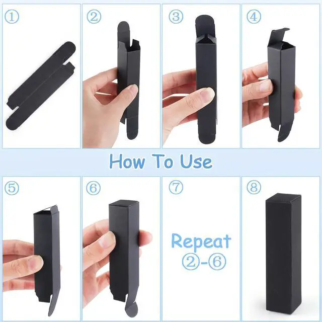 Alt view image 6 of 6 - 100 Pack 0.78 * 0.78 * 3.34 inch Kraft Paper Lipstick Box Rectangle Lip Balm Kraft Boxes Essence Oil Bottle Packaging Organzier for Makeup Sample Tube Storage DIY Gifts - Black