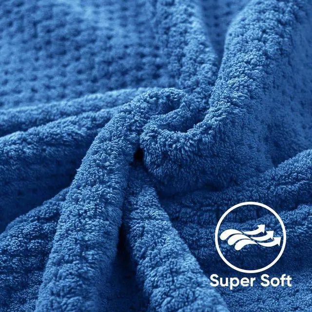 Alt view image 2 of 7 - Bath Towels Pack of 2, (27 x 54 Inches) Microfiber Ultra Soft Highly Absorbent Bath Towel Set, Lightweight and Quick Drying Towels for Body, Sport, Yoga, SPA, Fitness, Blue