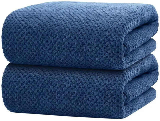 Main image of Bath Towels Pack of 2, (27 x 54 Inches) Microfiber Ultra Soft Highly Absorbent Bath Towel Set, Lightweight and Quick Drying Towels for Body, Sport, Yoga, SPA, Fitness, Blue
