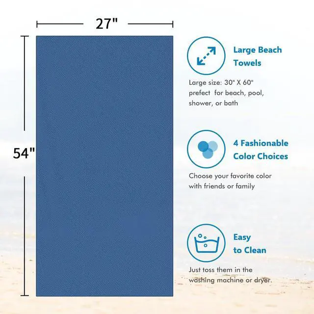 Alt view image 5 of 7 - Bath Towels Pack of 2, (27 x 54 Inches) Microfiber Ultra Soft Highly Absorbent Bath Towel Set, Lightweight and Quick Drying Towels for Body, Sport, Yoga, SPA, Fitness, Blue