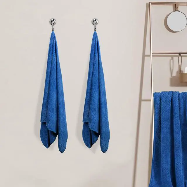 Alt view image 6 of 7 - Bath Towels Pack of 2, (27 x 54 Inches) Microfiber Ultra Soft Highly Absorbent Bath Towel Set, Lightweight and Quick Drying Towels for Body, Sport, Yoga, SPA, Fitness, Blue