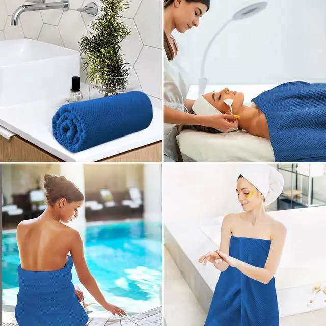 Alt view image 7 of 7 - Bath Towels Pack of 2, (27 x 54 Inches) Microfiber Ultra Soft Highly Absorbent Bath Towel Set, Lightweight and Quick Drying Towels for Body, Sport, Yoga, SPA, Fitness, Blue