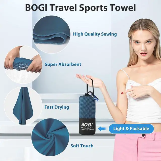Alt view image 4 of 7 - Microfiber Travel Sports Towel-Quick Dry Towel, Soft Lightweight Microfiber Camping Towel Absorbent Compact Travel Towel for Camping Gym Beach Bath Yoga Swimming Backpacking (M:40''x20''-Nblue)