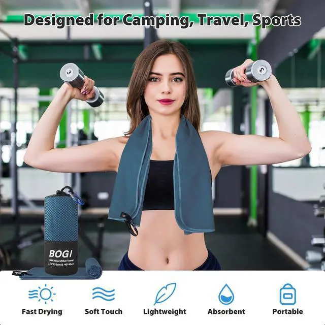 Alt view image 6 of 7 - Microfiber Travel Sports Towel-Quick Dry Towel, Soft Lightweight Microfiber Camping Towel Absorbent Compact Travel Towel for Camping Gym Beach Bath Yoga Swimming Backpacking (M:40''x20''-Nblue)