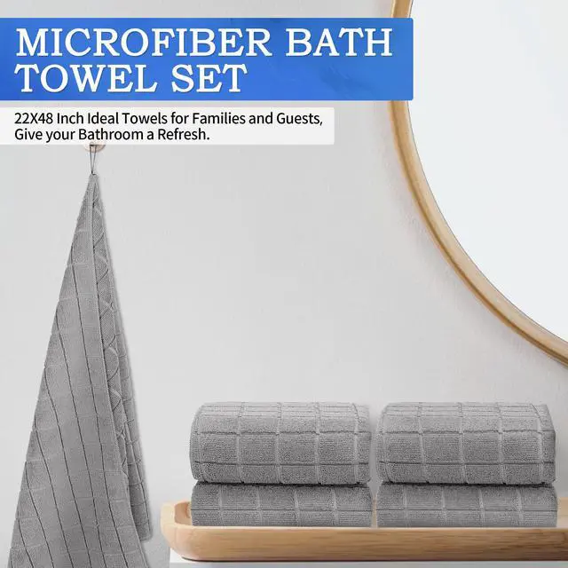 Alt view image 5 of 7 - Microfiber Bath Towels 2 Pack (22'' x 48'') - Lightweight Quick Dry Microfiber Fingertip Hand Towels, Soft Absorbent Gym Towels for Yoga, Salon, Camping, Hotel, Bathroom, Spa, Travel & Dog