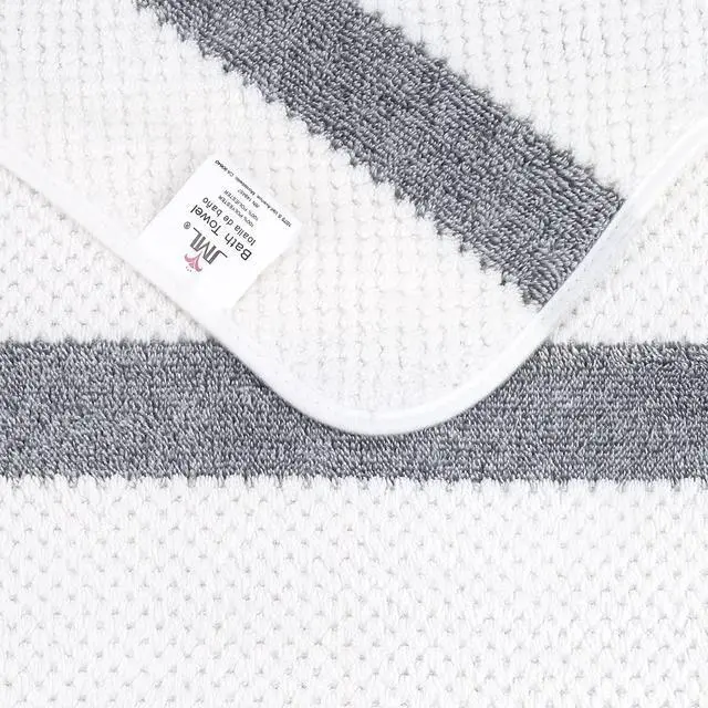Alt view image 3 of 7 - Large Bath Towels Set of 2, Waffle Stripe Grey, 30" x 60"
