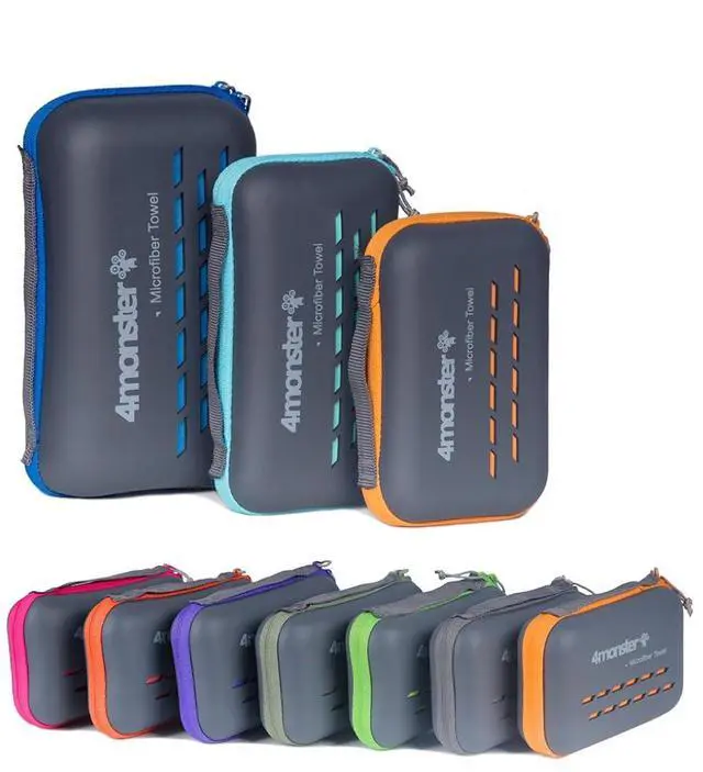 Main image of Quick Dry Travel Towel with Case & Carabiner Super Absorbent Microfiber Gym & Camping Towel. Compact, Lightweight, Fast Drying for Beach, Swimming, Hiking, Backpacking