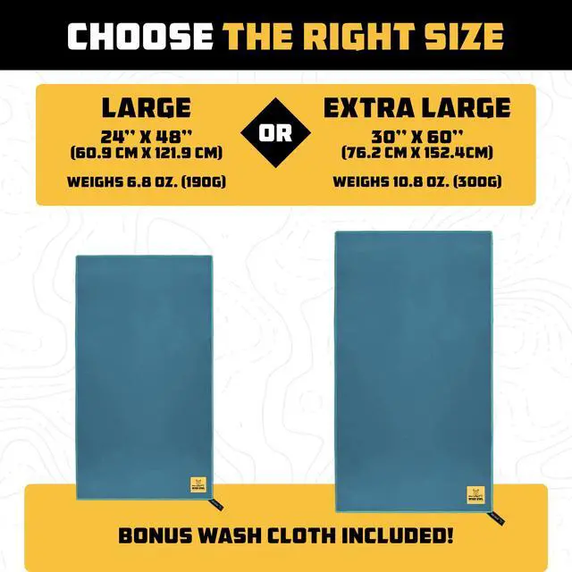 Alt view image 3 of 7 - Camping Towel by Wise Owl Outfitters - Ultra Soft Compact Quick Dry Microfiber - Great for Fitness, Hiking, Yoga, Travel, Sports, Backpacking & The Gym - Free Bonus Hand Towel 24x48 MB