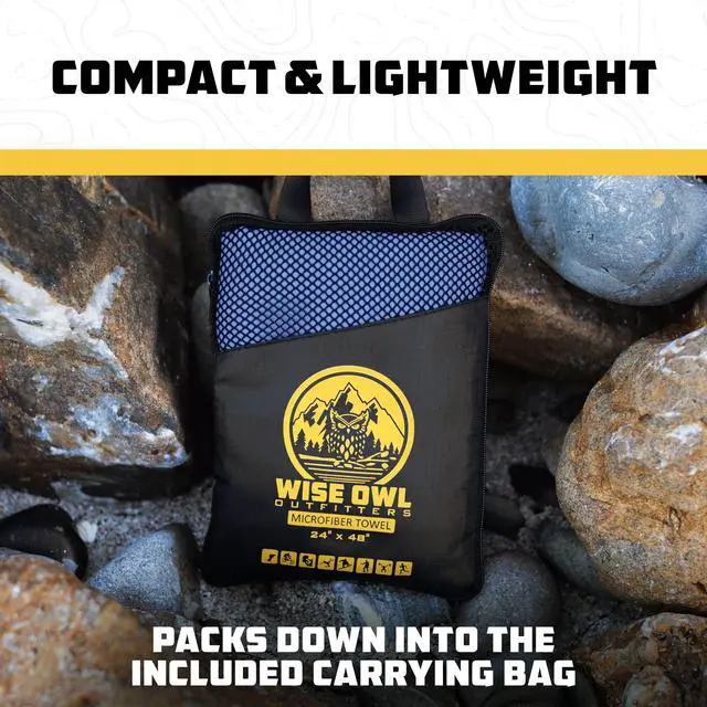 Alt view image 6 of 7 - Camping Towel by Wise Owl Outfitters - Ultra Soft Compact Quick Dry Microfiber - Great for Fitness, Hiking, Yoga, Travel, Sports, Backpacking & The Gym - Free Bonus Hand Towel 24x48 MB