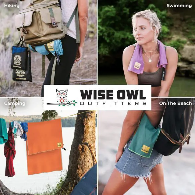 Alt view image 7 of 7 - Camping Towel by Wise Owl Outfitters - Ultra Soft Compact Quick Dry Microfiber - Great for Fitness, Hiking, Yoga, Travel, Sports, Backpacking & The Gym - Free Bonus Hand Towel 24x48 MB