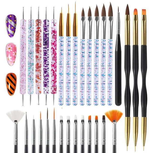 Alt view image 2 of 7 - 31pcs Nail Art Brushes Tools Set Dotting Tools for Gel Polish