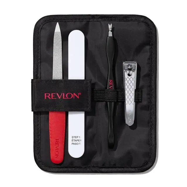 Alt view image 2 of 7 - Manicure Essentials Kit with Travel Case, Nail Care Set with Dual Ended Cuticle Trimmer, Curved Blade Clippers, Compact Emeryl File & Buffer (Pack of 1)