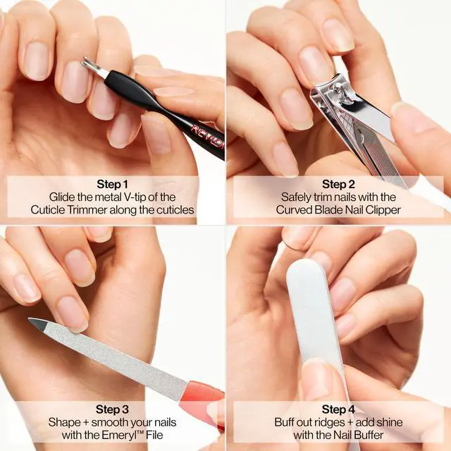 Alt view image 4 of 7 - Manicure Essentials Kit with Travel Case, Nail Care Set with Dual Ended Cuticle Trimmer, Curved Blade Clippers, Compact Emeryl File & Buffer (Pack of 1)