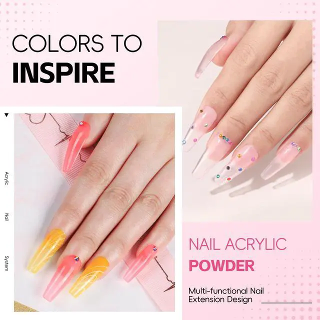 Alt view image 7 of 7 - Acrylic Nail Kit for Beginners with Everything Professional Nails Kit Acrylic Set with Drill and U V Light Glitter Powder Decorations Rhinstones DIY Gifts for Women