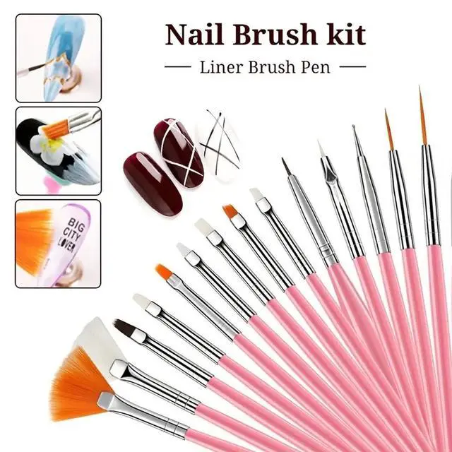 Alt view image 5 of 7 - Nail Art Tools 22-piece Set, Resin Nail Art Palette, 2-way Acrylic Silicone Engraving Pen Dotting Pen Tools Nail Art Kit for Nail Art DIY Home Salon Makeup Display Board, pink