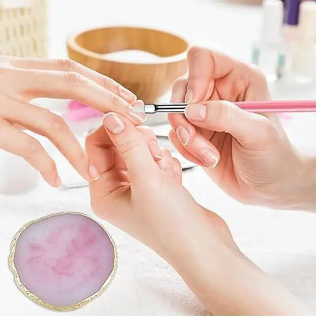 Alt view image 6 of 7 - Nail Art Tools 22-piece Set, Resin Nail Art Palette, 2-way Acrylic Silicone Engraving Pen Dotting Pen Tools Nail Art Kit for Nail Art DIY Home Salon Makeup Display Board, pink