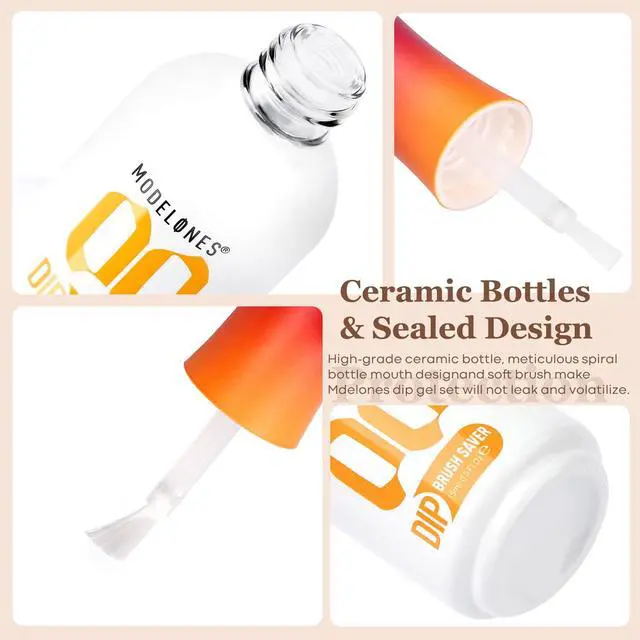 Alt view image 7 of 7 - Dip Powder Liquid Set, Base Top Activator Brush Saver, 8 Pc