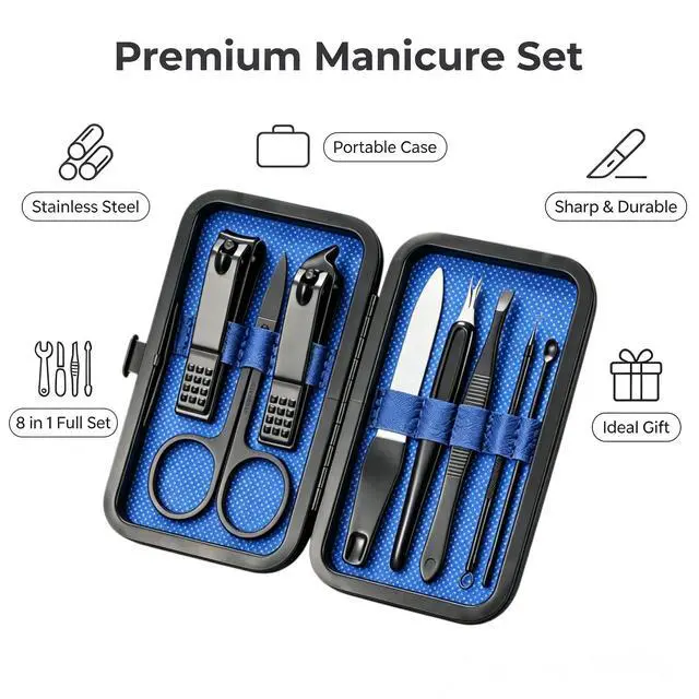 Alt view image 4 of 7 - 8-Pc Manicure Set,Stocking Stuffers for Men,Teen Boy, Gift Ideal for Dad
