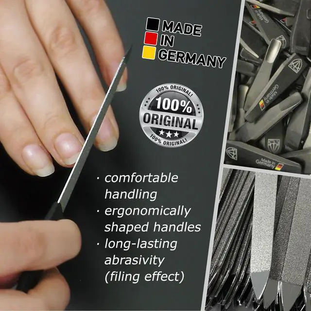 Alt view image 5 of 6 - 3 Swords Germany - Brand Quality Sapphire Metal Nail File Set (5 pcs.) with 3-Way Nail Buffer (1 pc.), Manicure Pedicure Finger & Toe Nail Care - Made in Solingen Germany (671)