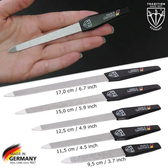 Alt view image 4 of 6 - 3 Swords Germany - Brand Quality Sapphire Metal Nail File Set (5 pcs.) with 3-Way Nail Buffer (1 pc.), Manicure Pedicure Finger & Toe Nail Care - Made in Solingen Germany (671)
