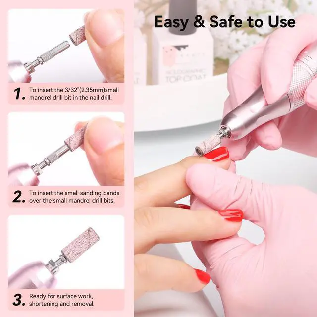 Alt view image 6 of 7 - Nail Drill Sanding Bands - 100Pcs 80/120/180/240 4 Color Grit File