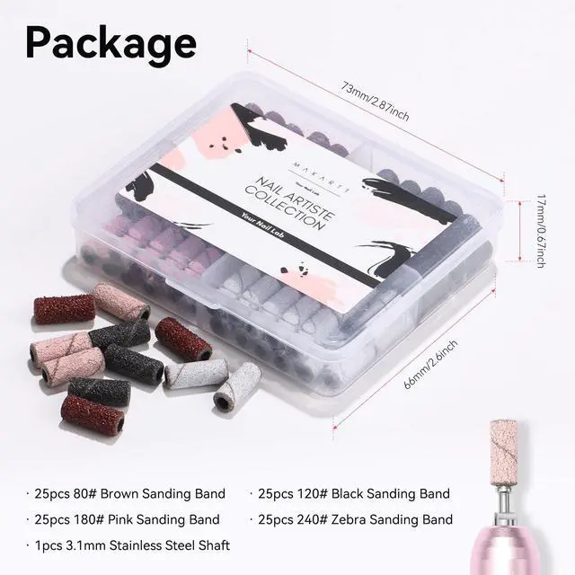 Alt view image 7 of 7 - Nail Drill Sanding Bands - 100Pcs 80/120/180/240 4 Color Grit File