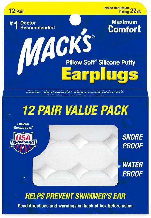 Main image of Pillow Soft Silicone Earplugs, 12 Pair The Original Moldable Silicone Putty Ear Plugs for Sleeping, Snoring, Swimming, Travel, Concerts and Studying | Made in USA