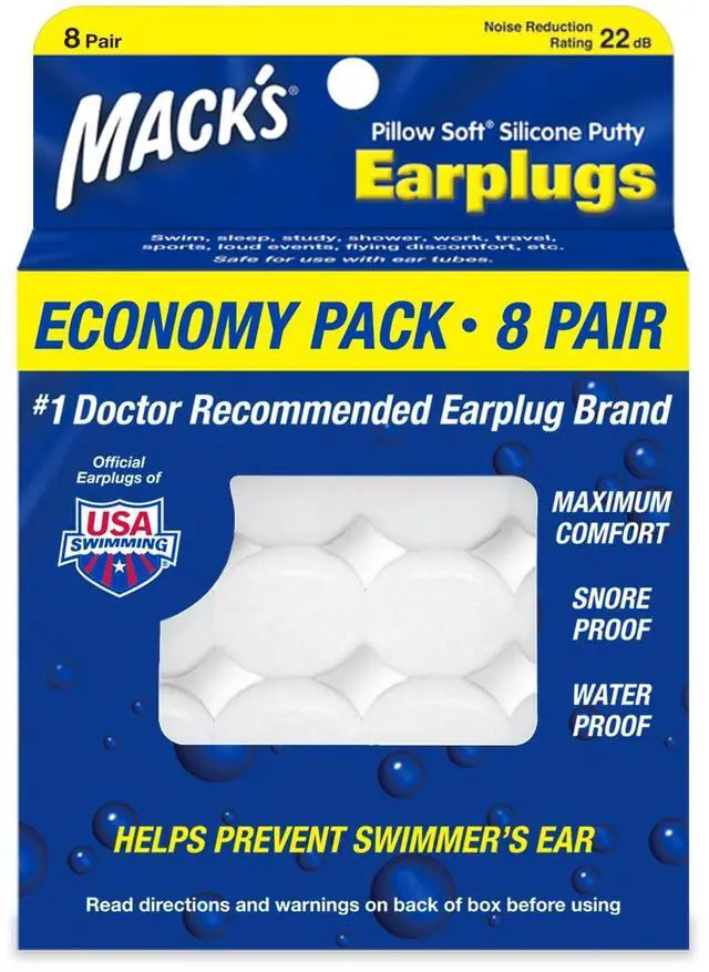 Main image of Pillow Soft Silicone Earplugs, 8 Pair - The Original Moldable Silicone Putty Ear Plugs for Sleeping, Snoring, Swimming, Travel, Concerts and Studying | Made in USA