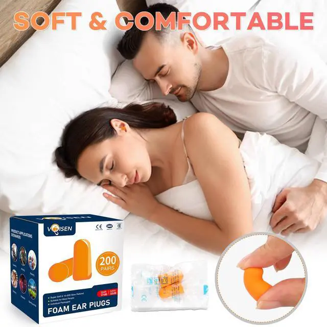 Alt view image 2 of 7 - Foam Ear Plugs,200 Pairs Ear Plugs for Sleeping