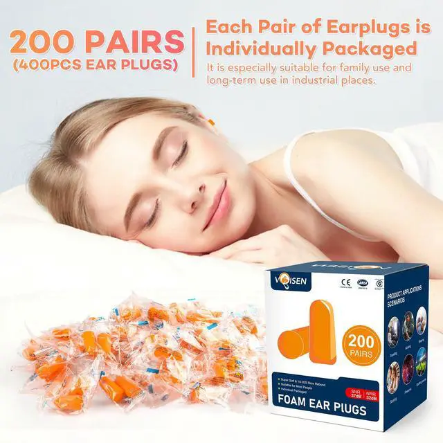 Alt view image 3 of 7 - Foam Ear Plugs,200 Pairs Ear Plugs for Sleeping