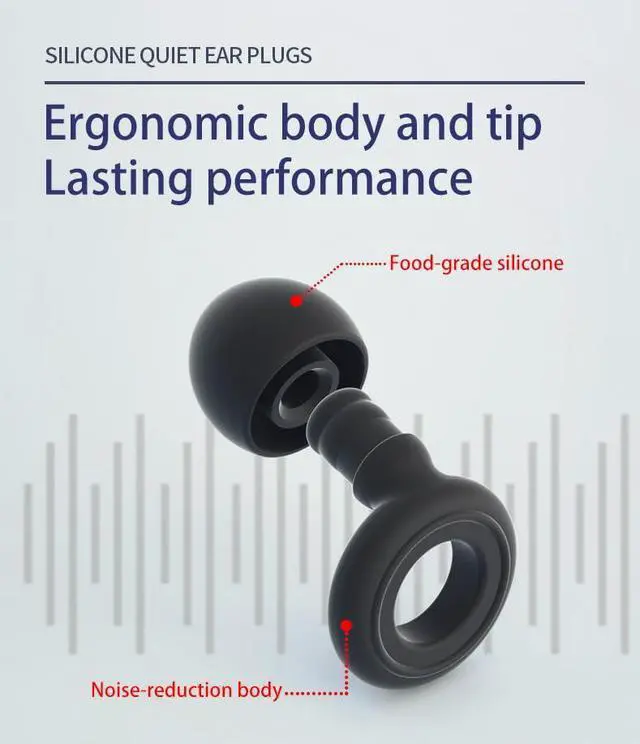 Alt view image 2 of 6 - 6 Pairs Soft Silicone Earplugs Reusable Noise-Reducing for Concerts, Sleep, Focus, Travel, Adjustable Size 28dB (SNR) Noise Reduction Mixed