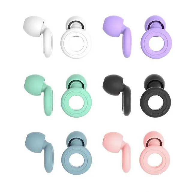 Main image of 6 Pairs Soft Silicone Earplugs Reusable Noise-Reducing for Concerts, Sleep, Focus, Travel, Adjustable Size 28dB (SNR) Noise Reduction Mixed