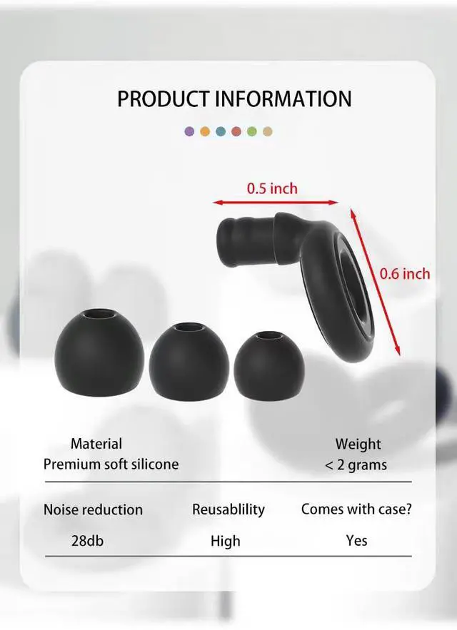 Alt view image 6 of 6 - 6 Pairs Soft Silicone Earplugs Reusable Noise-Reducing for Concerts, Sleep, Focus, Travel, Adjustable Size 28dB (SNR) Noise Reduction Mixed
