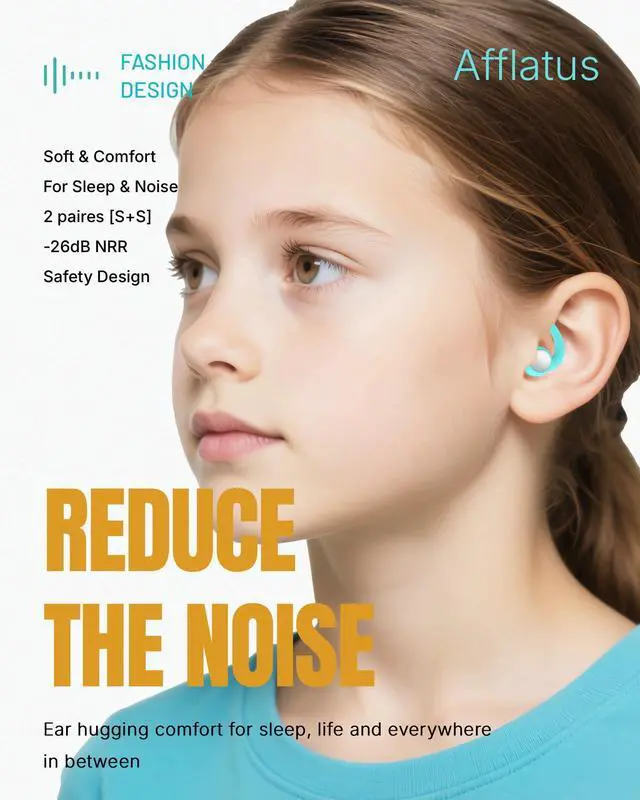 Alt view image 2 of 7 - Kids Ear Plugs for Sleeping and Small Ear Canls, Age 10-17, Comfort Earplugs for Small Ears, Sleep, Noise Reduction, Concerts, Reusable, Washable (Size S, Pairs*2)