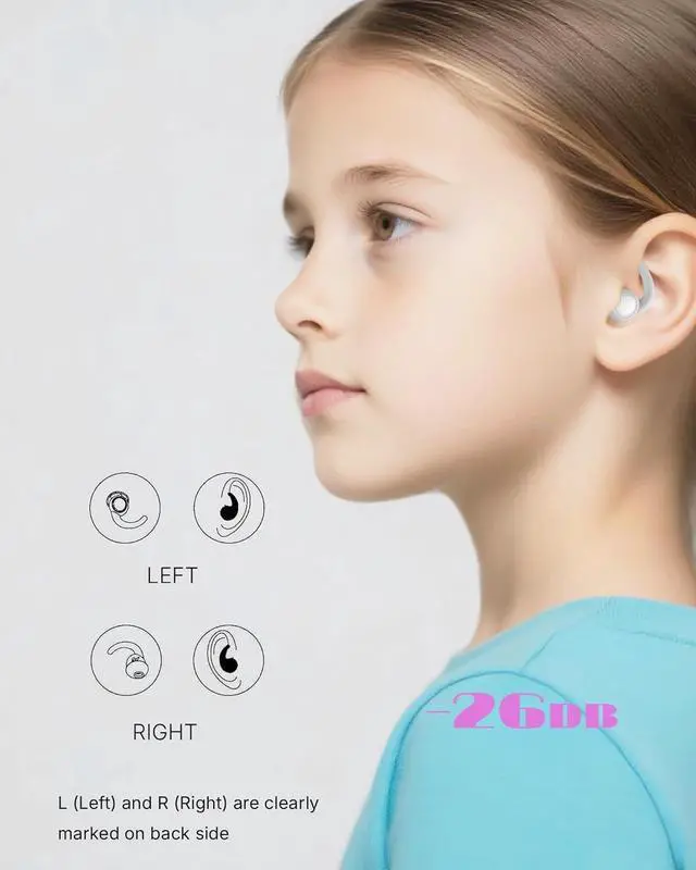 Alt view image 5 of 7 - Kids Ear Plugs for Sleeping and Small Ear Canls, Age 10-17, Comfort Earplugs for Small Ears, Sleep, Noise Reduction, Concerts, Reusable, Washable (Size S, Pairs*2)