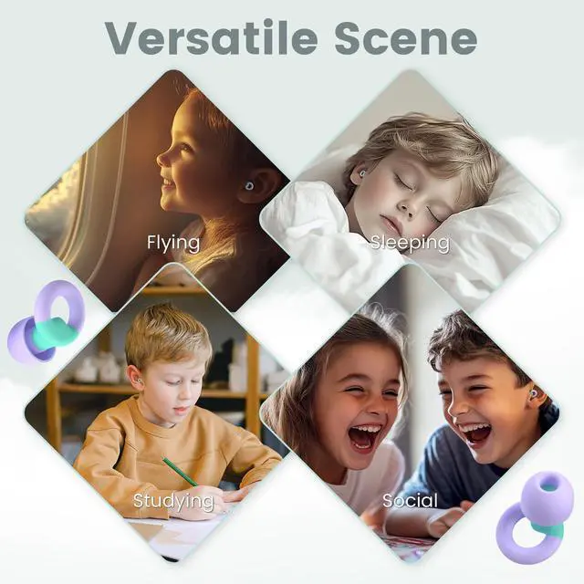 Alt view image 7 of 7 - Kids Ear Plugs(6+yrs)-2 Pairs of Reusable Noise Reduction Earplugs for Small Canal With 6 Tips,Soft Silicone Earplugs for Sleeping,Focus,Travel,Socializing,Concert&Hearing Protection 25dB-30dB