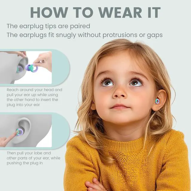Alt view image 6 of 7 - Kids Ear Plugs(6+yrs)-2 Pairs of Reusable Noise Reduction Earplugs for Small Canal With 6 Tips,Soft Silicone Earplugs for Sleeping,Focus,Travel,Socializing,Concert&Hearing Protection 25dB-30dB