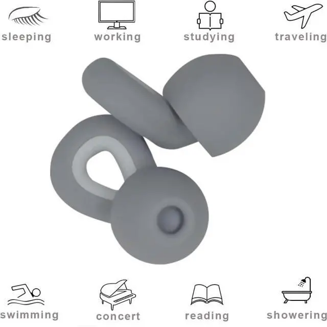 Alt view image 3 of 7 - Ear Plugs for Sleeping, 1 Pair Ear Plugs for Sleeping Noise Cancelling Concert EarPlugs Silicone Noise Reduction Earplugs for Swimming, Working, Concert & 35dB
