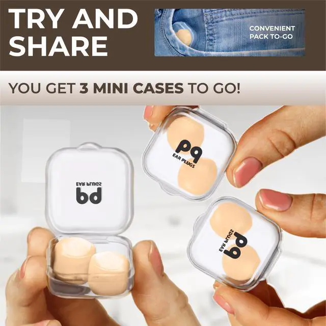 Alt view image 2 of 5 - Wax Ear Plugs for Sleep - 6 Silicone Wax Earplugs for Sleeping and Swimming - Gel Ear Plugs for Noise Cancelling, Ear Protection - Sleeping Earplugs with Sound Blocking 32 Db (6-Pillows). Beige