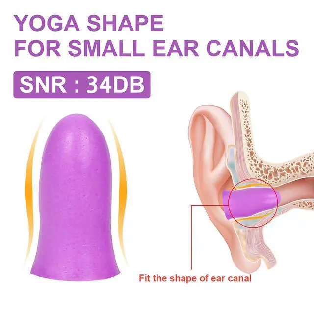 Alt view image 4 of 7 - Slim Foam Ear Plugs for Small Ear Canals, 100 Pairs, 35dB SNR, Purple