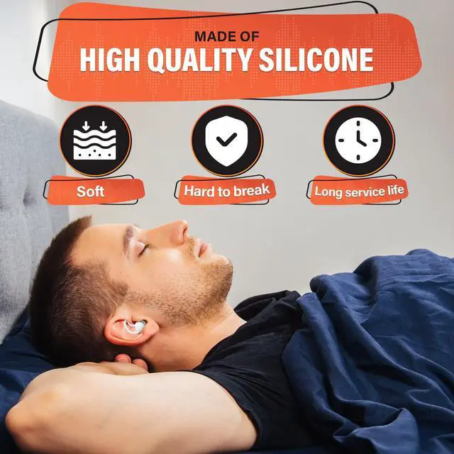 Alt view image 3 of 7 - Reusable White Ear Plugs for Sleeping, Reduce 40 dB, Noise Canceling