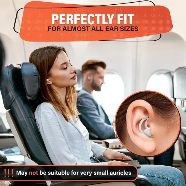 Alt view image 6 of 7 - Reusable White Ear Plugs for Sleeping, Reduce 40 dB, Noise Canceling