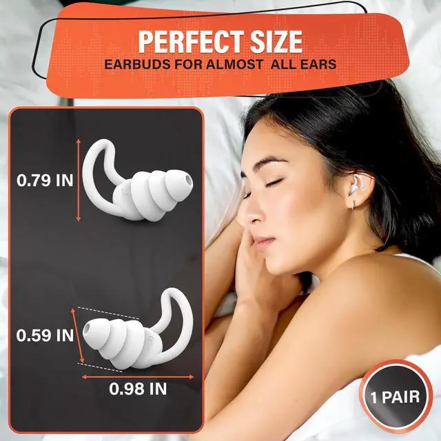 Alt view image 2 of 7 - Reusable White Ear Plugs for Sleeping, Reduce 40 dB, Noise Canceling