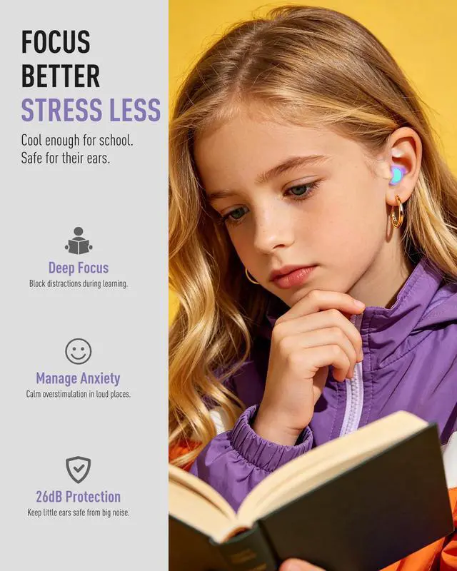 Alt view image 2 of 6 - Kids Ear Plugs for Ages 6+, Reusable Noise Reduction Ear Protection