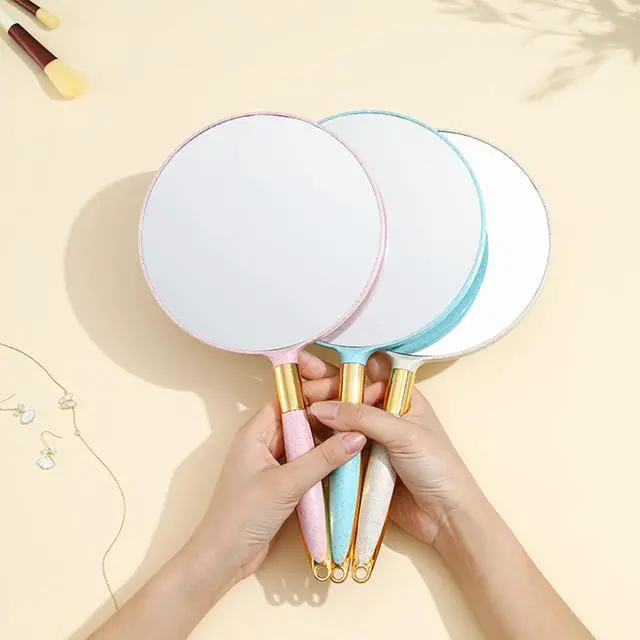 Alt view image 2 of 5 - Round Hand Held Mirror for Makeup Hand Mirror (6.9W X 13 L inchs, White)